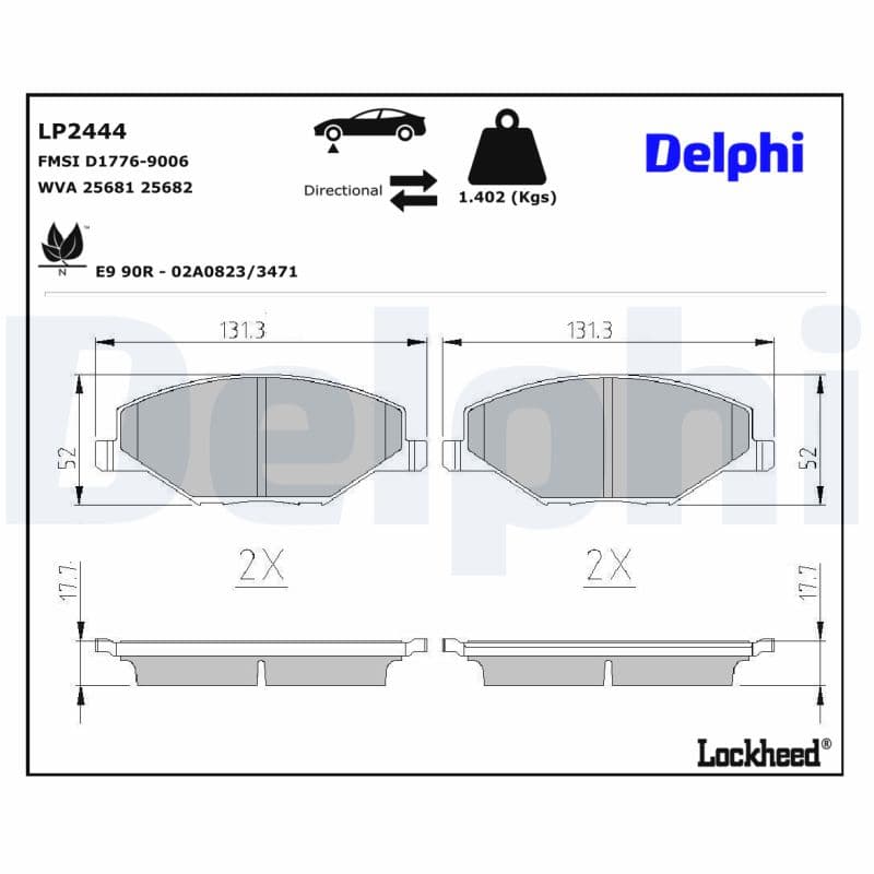 DELPHI Sada brzdových platničiek kotúčovej brzdy LP2444 1