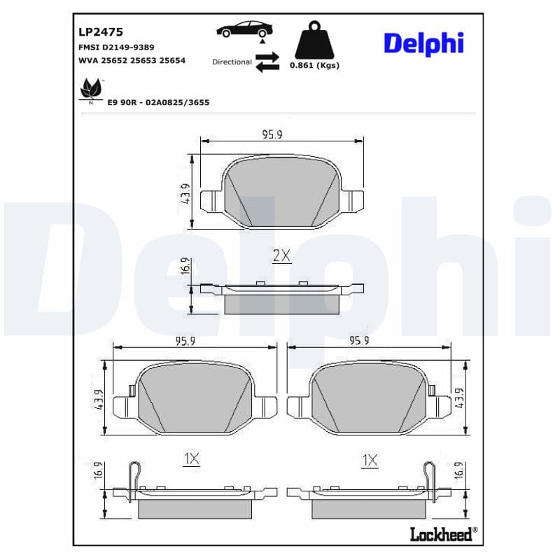 DELPHI Sada brzdových platničiek kotúčovej brzdy LP2475 1