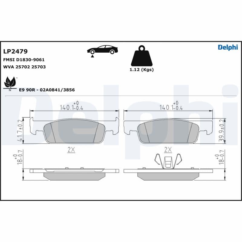 DELPHI Sada brzdových platničiek kotúčovej brzdy LP2479 1