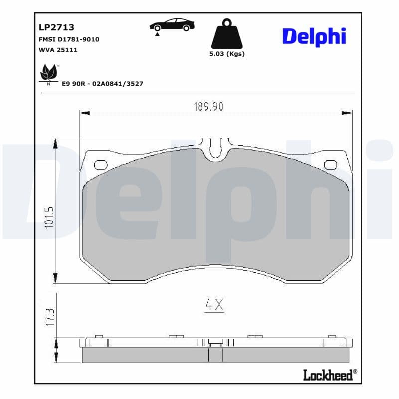 DELPHI Sada brzdových platničiek kotúčovej brzdy LP2713 1