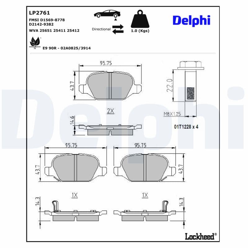 DELPHI Sada brzdových platničiek kotúčovej brzdy LP2761 1
