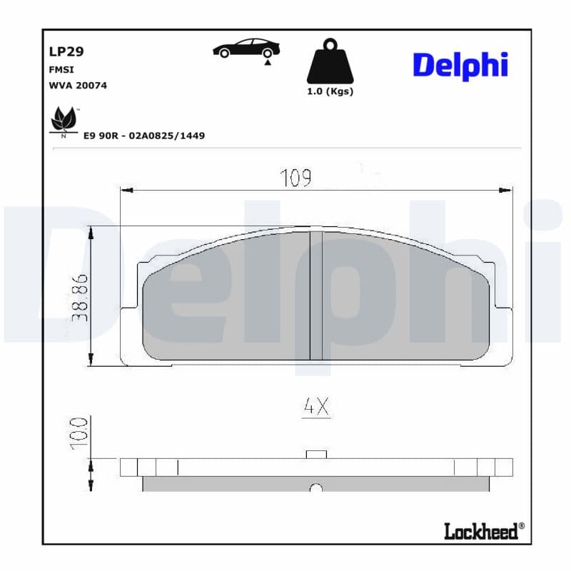 DELPHI Sada brzdových platničiek kotúčovej brzdy LP29 1