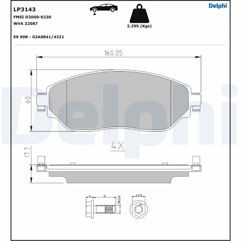 DELPHI Sada brzdových platničiek kotúčovej brzdy LP3143 1