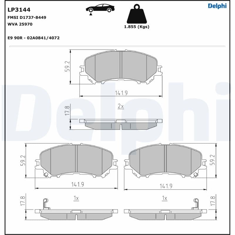 DELPHI Sada brzdových platničiek kotúčovej brzdy LP3144 1