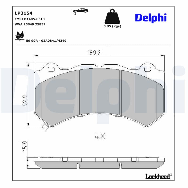 DELPHI Sada brzdových platničiek kotúčovej brzdy LP3154 1