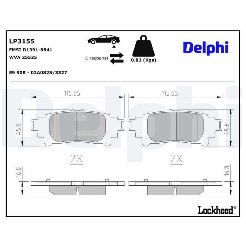 DELPHI Sada brzdových platničiek kotúčovej brzdy LP3155 1