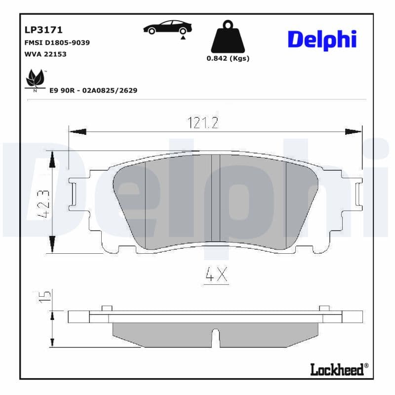 DELPHI Sada brzdových platničiek kotúčovej brzdy LP3171 1