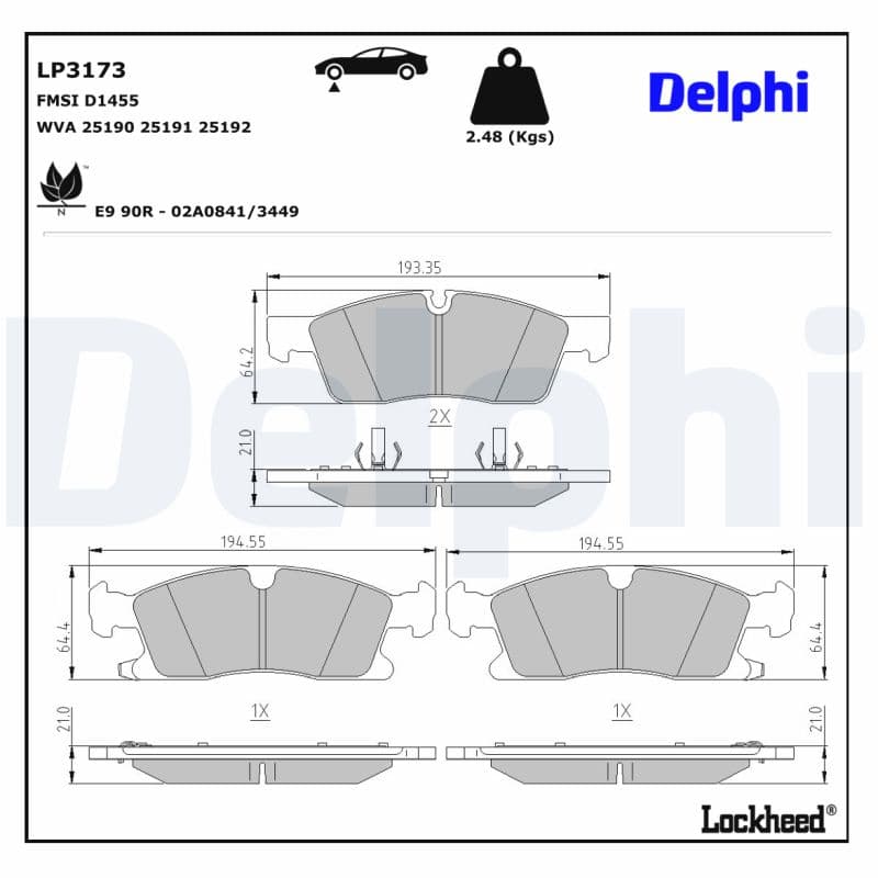 DELPHI Sada brzdových platničiek kotúčovej brzdy LP3173 1