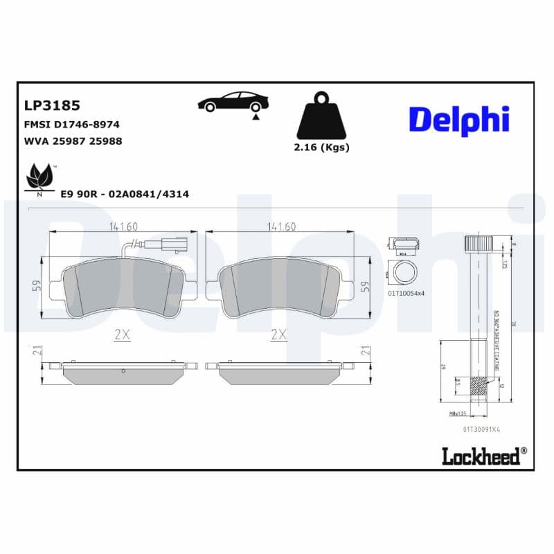 DELPHI Sada brzdových platničiek kotúčovej brzdy LP3185 1