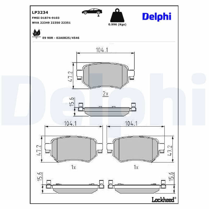 DELPHI Sada brzdových platničiek kotúčovej brzdy LP3234 1