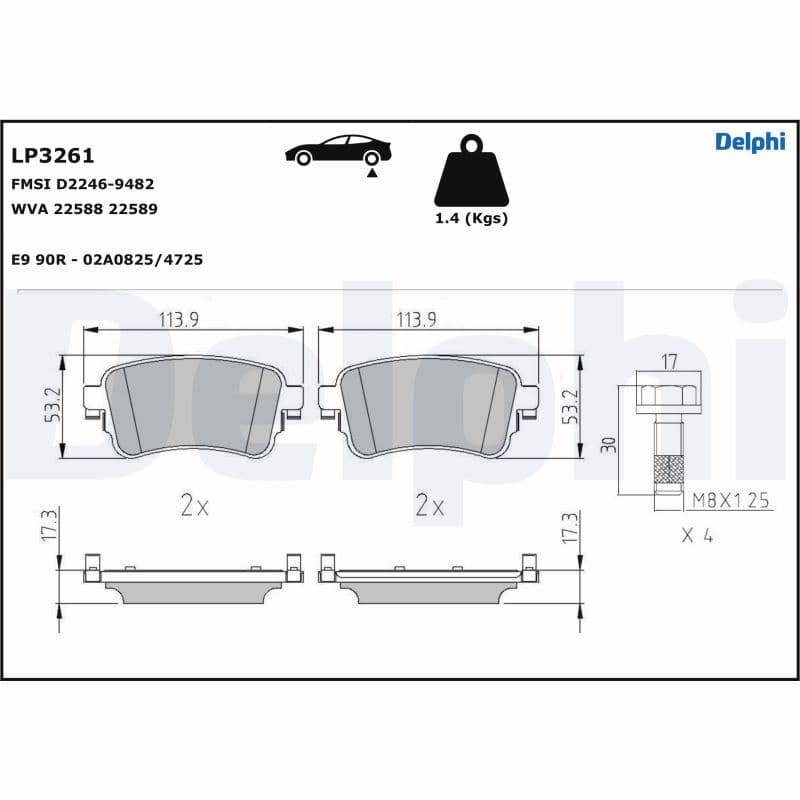 DELPHI Sada brzdových platničiek kotúčovej brzdy LP3261 1