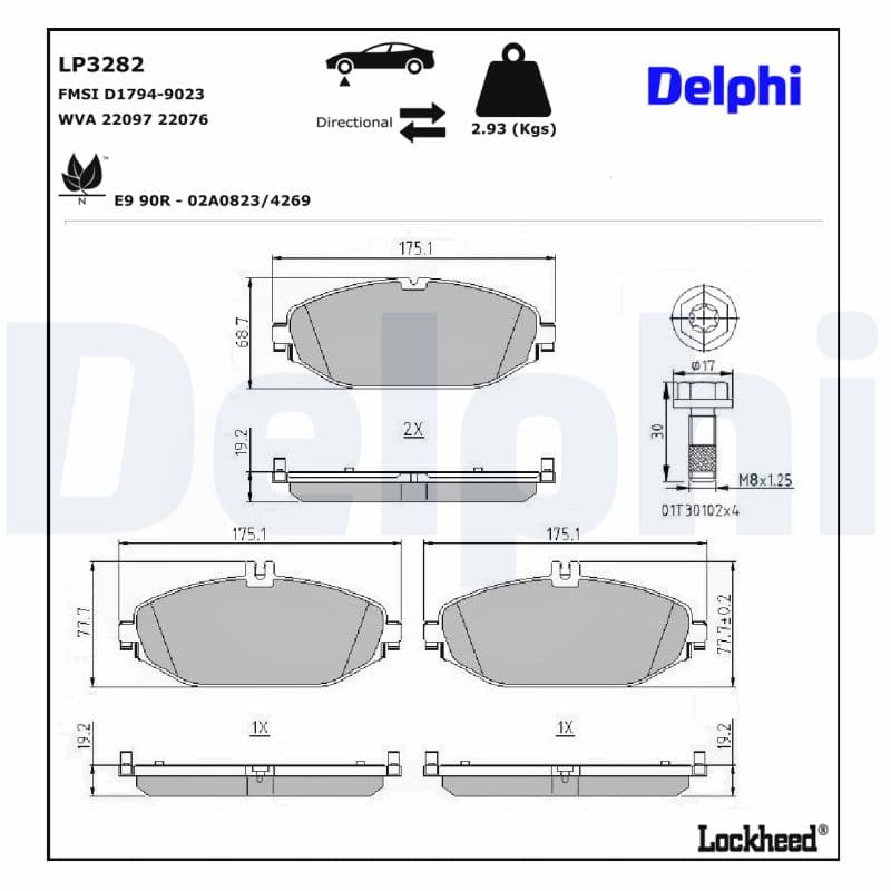 DELPHI Sada brzdových platničiek kotúčovej brzdy LP3282 1