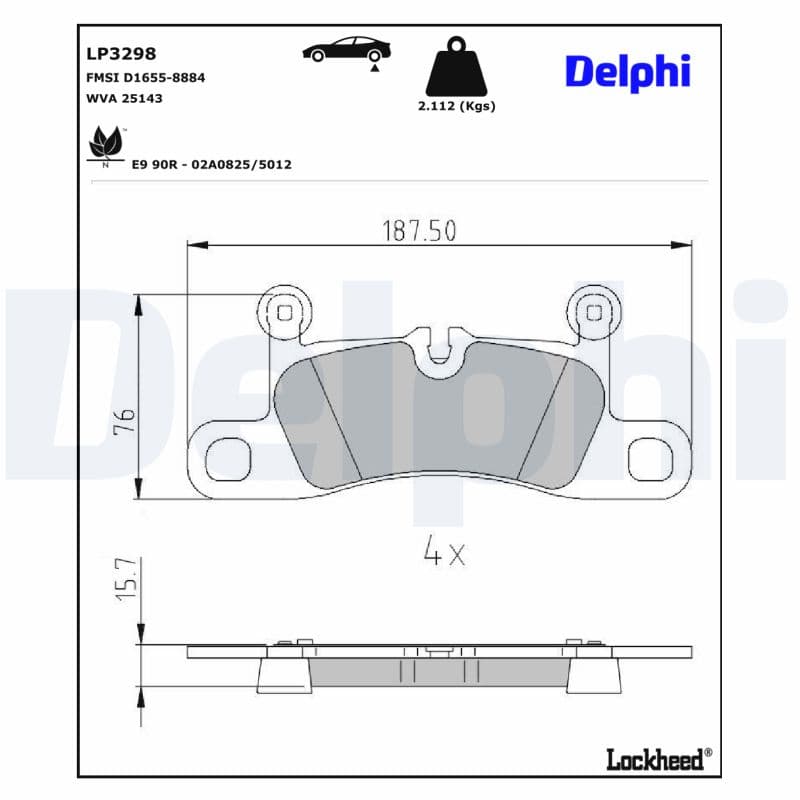 DELPHI Sada brzdových platničiek kotúčovej brzdy LP3298 1