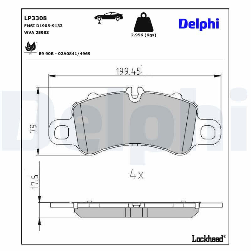 DELPHI Sada brzdových platničiek kotúčovej brzdy LP3308 1