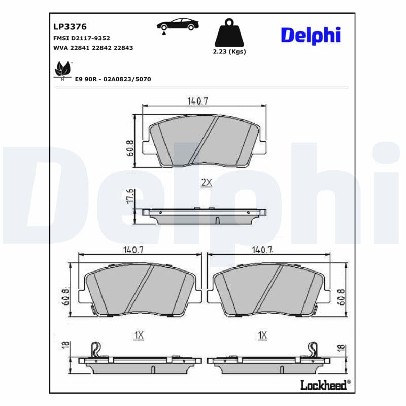 DELPHI Sada brzdových platničiek kotúčovej brzdy LP3376 1