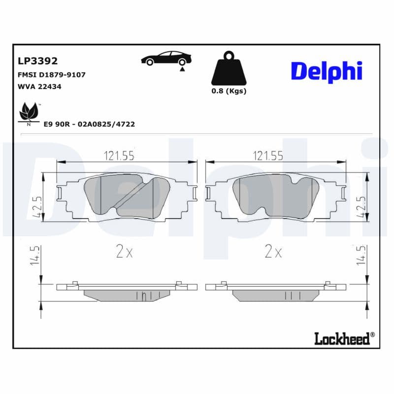 DELPHI Sada brzdových platničiek kotúčovej brzdy LP3392 1