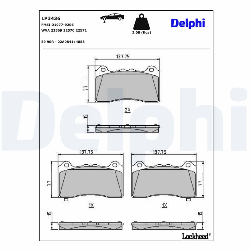 DELPHI Sada brzdových platničiek kotúčovej brzdy LP3436 1
