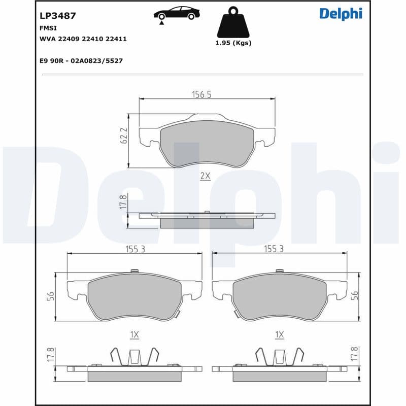 DELPHI Sada brzdových platničiek kotúčovej brzdy LP3487 1