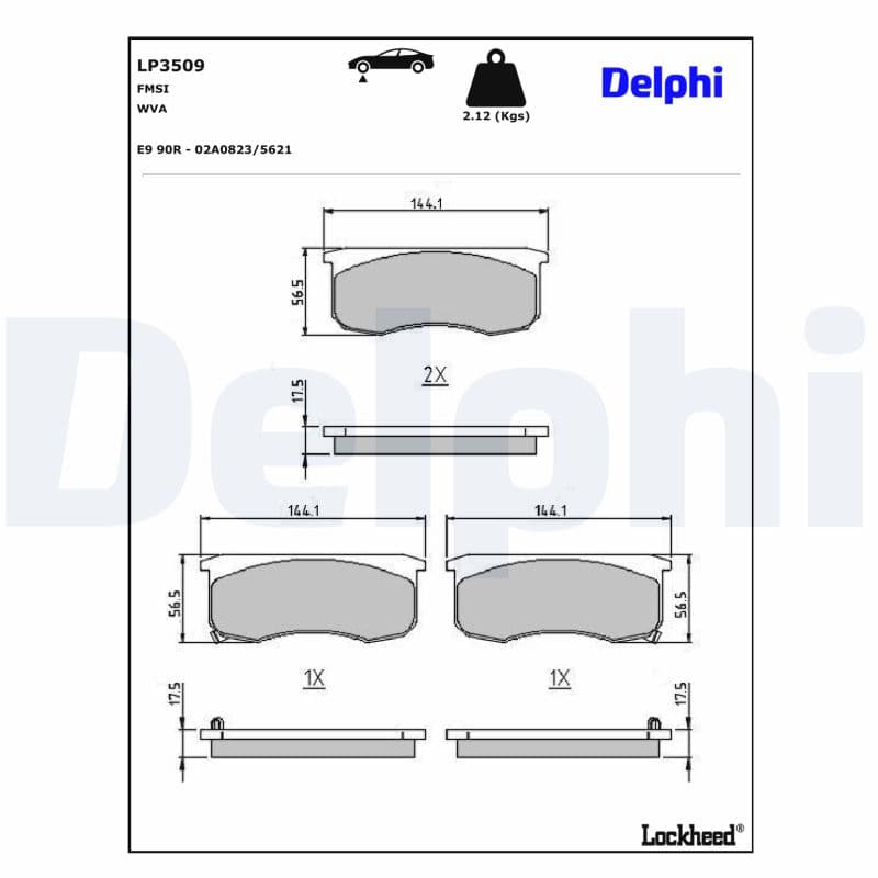 DELPHI Sada brzdových platničiek kotúčovej brzdy LP3509 1