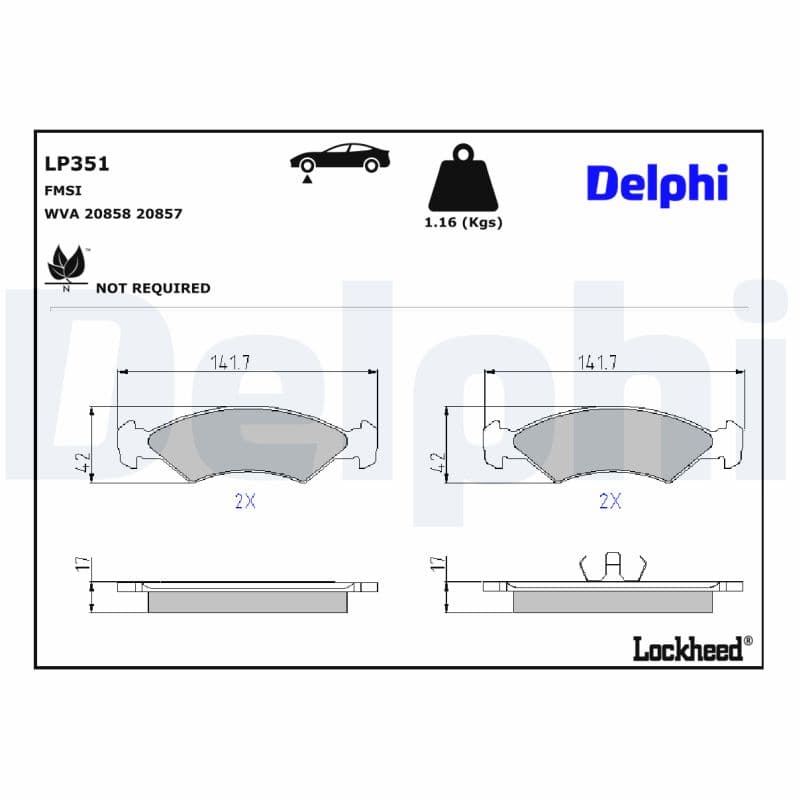 DELPHI Sada brzdových platničiek kotúčovej brzdy LP351 1