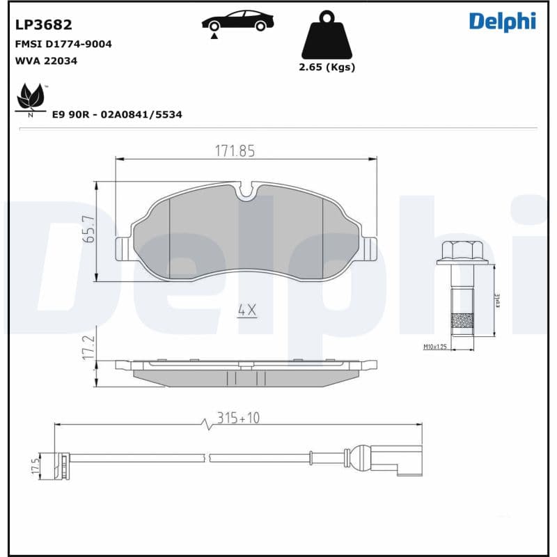 DELPHI Sada brzdových platničiek kotúčovej brzdy LP3682 1