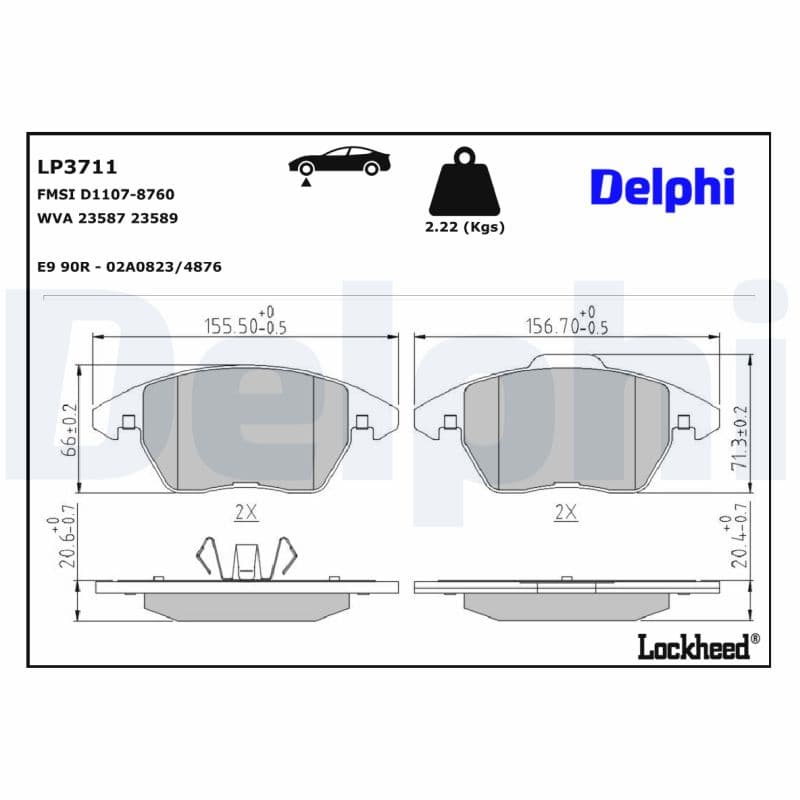 DELPHI Sada brzdových platničiek kotúčovej brzdy LP3711 1