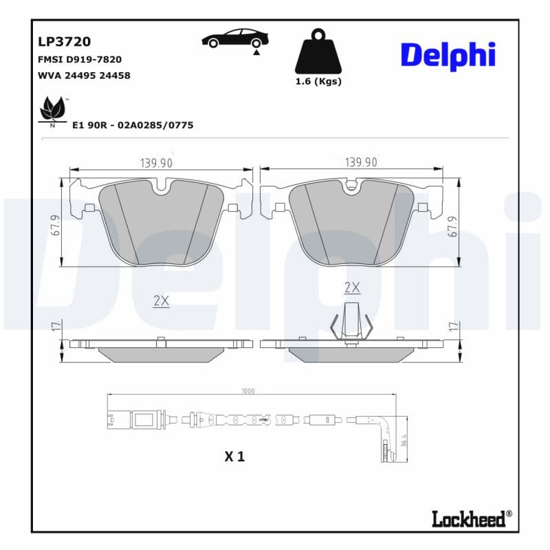 DELPHI Sada brzdových platničiek kotúčovej brzdy LP3720 1
