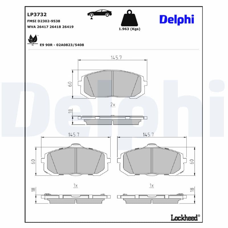 DELPHI Sada brzdových platničiek kotúčovej brzdy LP3732 1