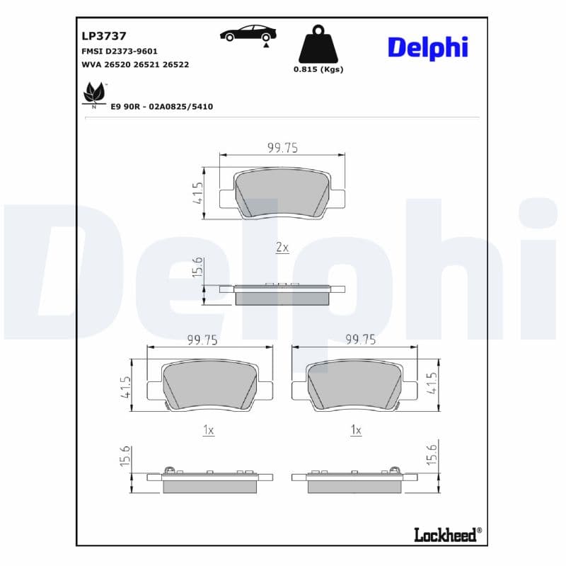 DELPHI Sada brzdových platničiek kotúčovej brzdy LP3737 1