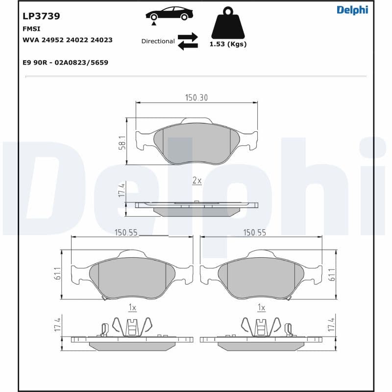 DELPHI Sada brzdových platničiek kotúčovej brzdy LP3739 1