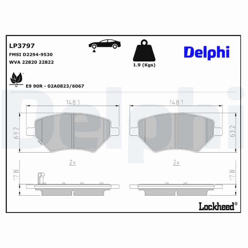 DELPHI Sada brzdových platničiek kotúčovej brzdy LP3797 1