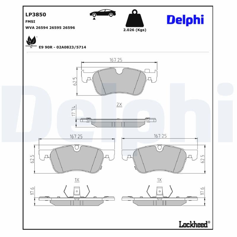 DELPHI Sada brzdových platničiek kotúčovej brzdy LP3850 1