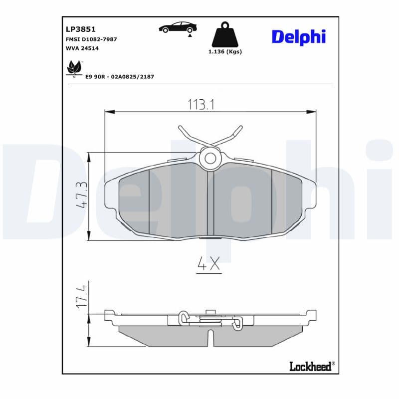 DELPHI Sada brzdových platničiek kotúčovej brzdy LP3851 1