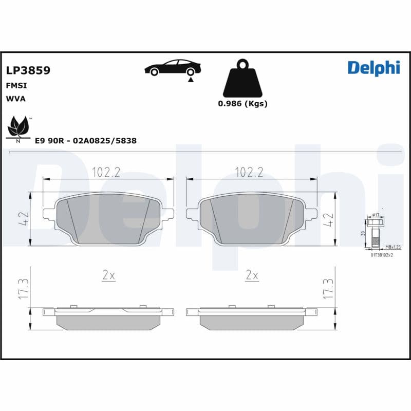 DELPHI Sada brzdových platničiek kotúčovej brzdy LP3859 1