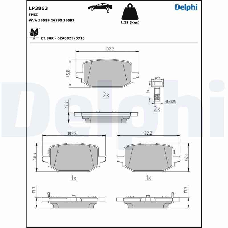 DELPHI Sada brzdových platničiek kotúčovej brzdy LP3863 1