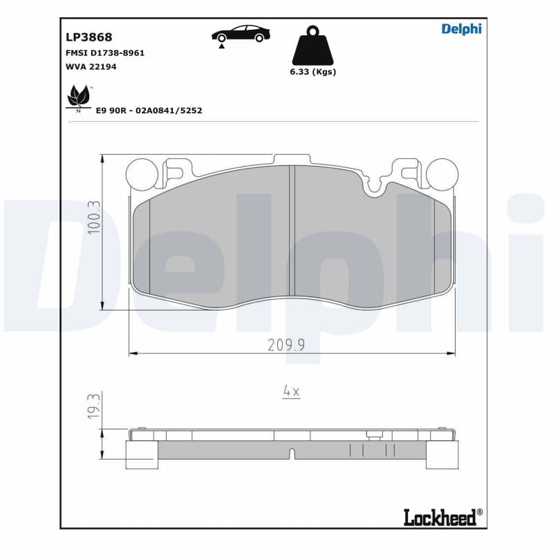 DELPHI Sada brzdových platničiek kotúčovej brzdy LP3868 1