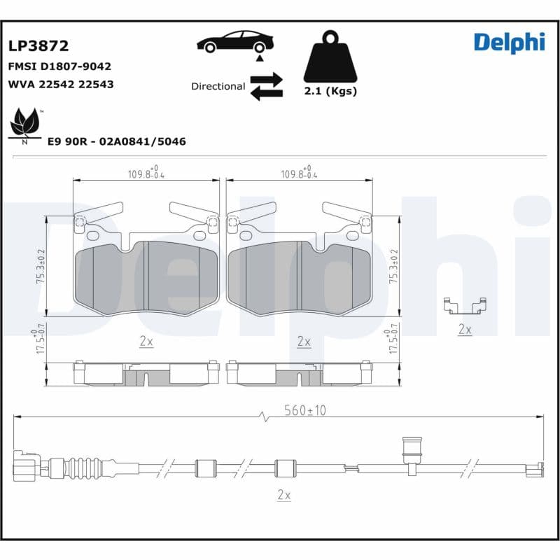 DELPHI Sada brzdových platničiek kotúčovej brzdy LP3872 1
