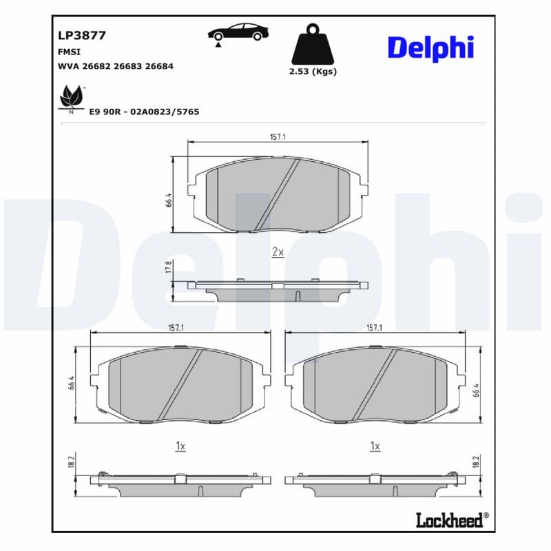 DELPHI Sada brzdových platničiek kotúčovej brzdy LP3877 1