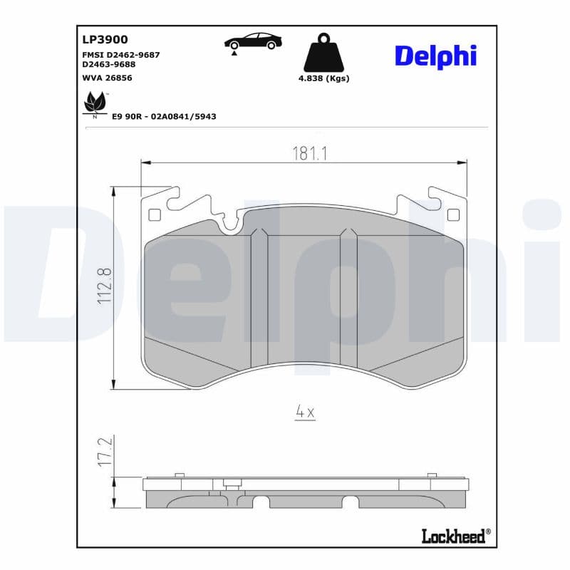 DELPHI Sada brzdových platničiek kotúčovej brzdy LP3900 1