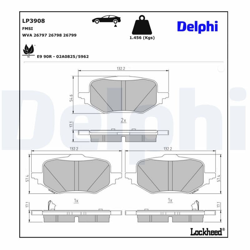 DELPHI Sada brzdových platničiek kotúčovej brzdy LP3908 1