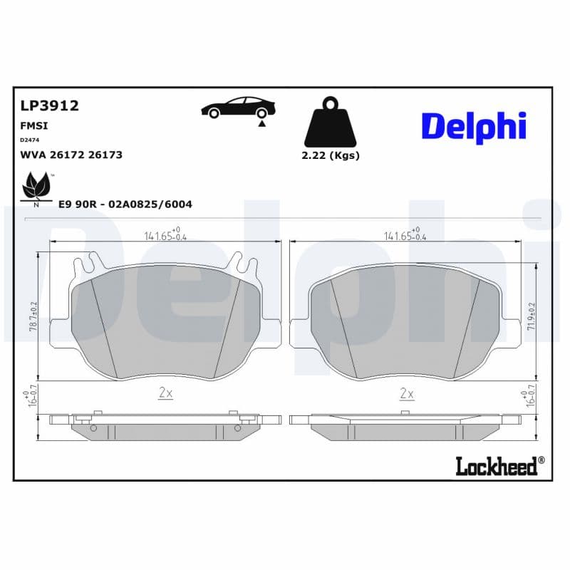 DELPHI Sada brzdových platničiek kotúčovej brzdy LP3912 1