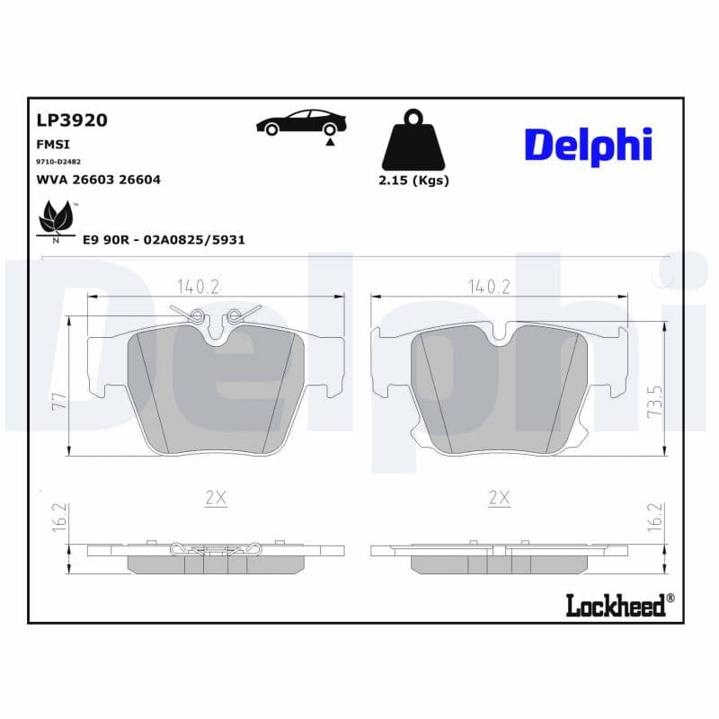 DELPHI Sada brzdových platničiek kotúčovej brzdy LP3920 1