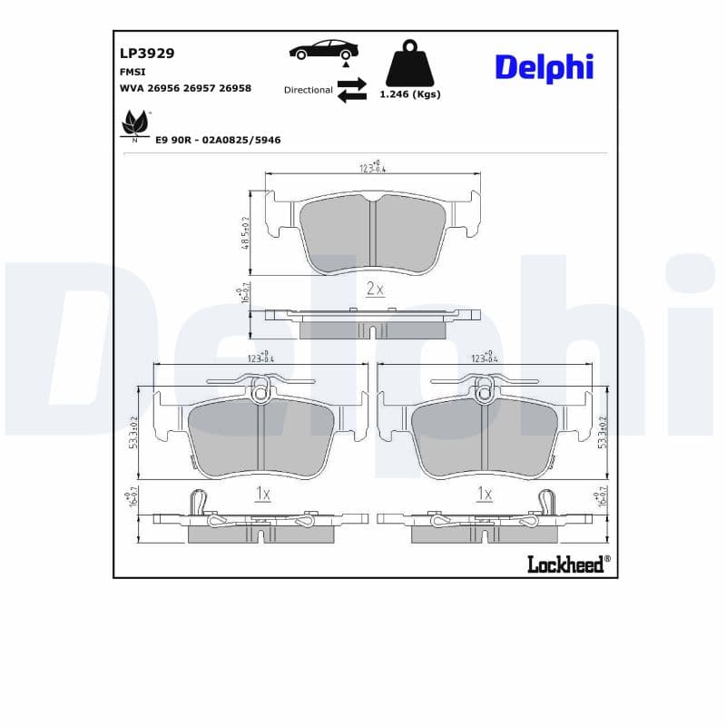 DELPHI Sada brzdových platničiek kotúčovej brzdy LP3929 1