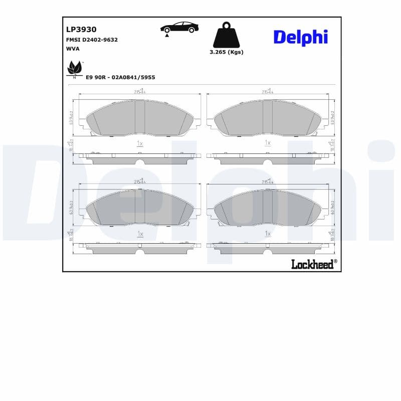 DELPHI Sada brzdových platničiek kotúčovej brzdy LP3930 1