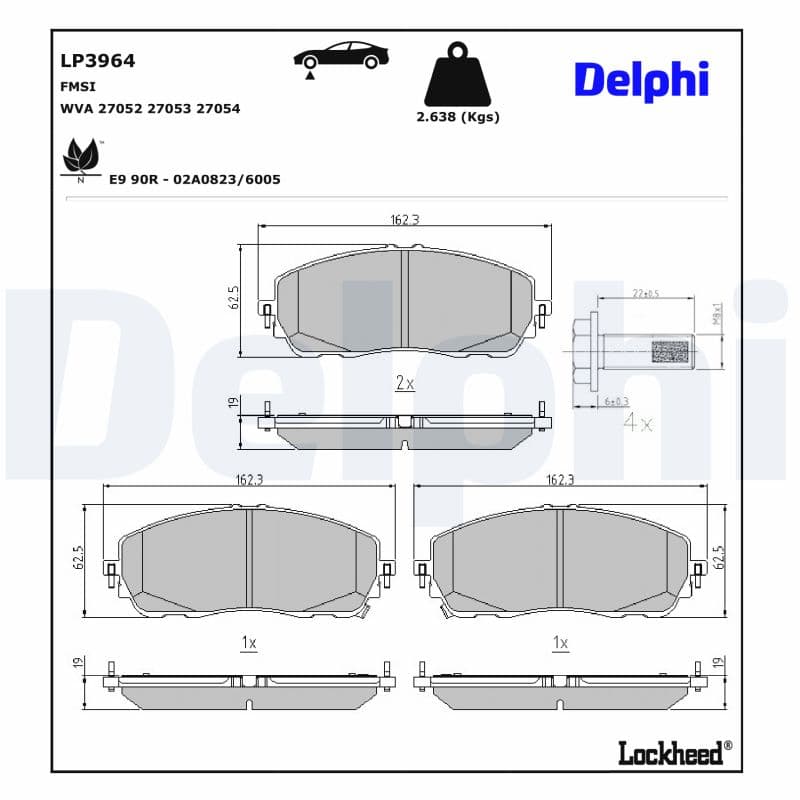 DELPHI Sada brzdových platničiek kotúčovej brzdy LP3964 1