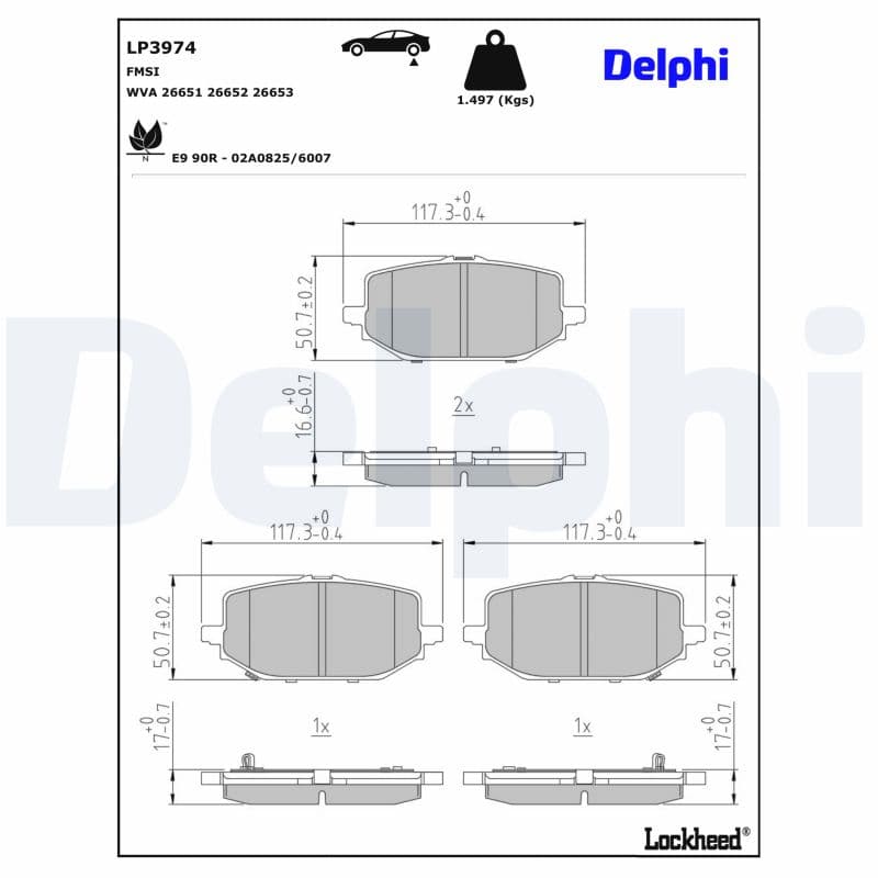 DELPHI Sada brzdových platničiek kotúčovej brzdy LP3974 1