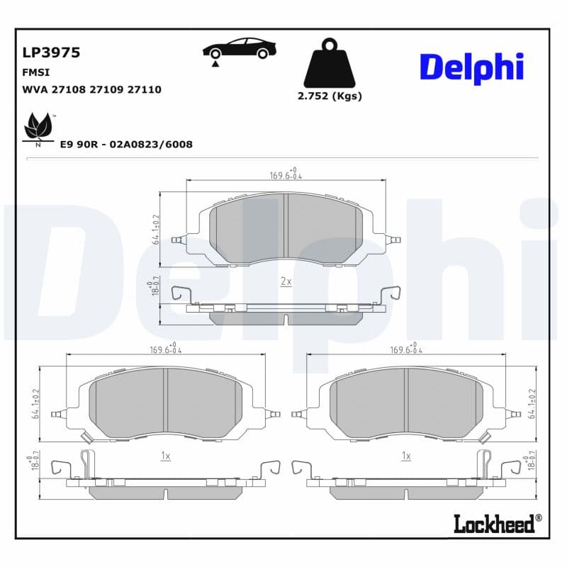 DELPHI Sada brzdových platničiek kotúčovej brzdy LP3975 1