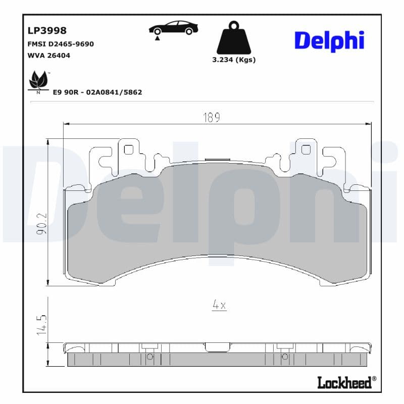 DELPHI Sada brzdových platničiek kotúčovej brzdy LP3998 1