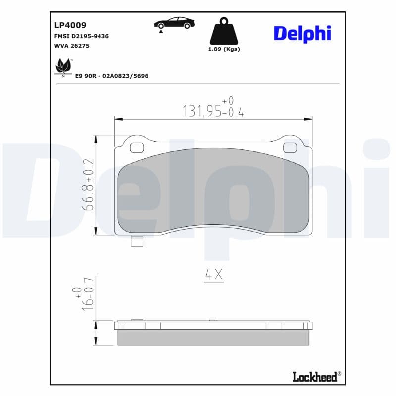 DELPHI Sada brzdových platničiek kotúčovej brzdy LP4009 1