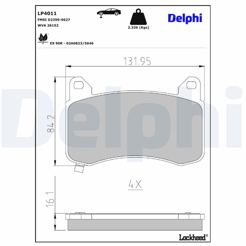 DELPHI Sada brzdových platničiek kotúčovej brzdy LP4011 1